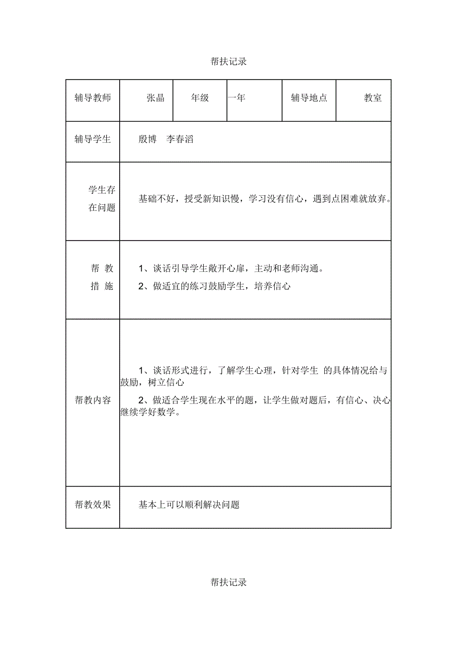 帮扶记录(最新版)新修订_第1页