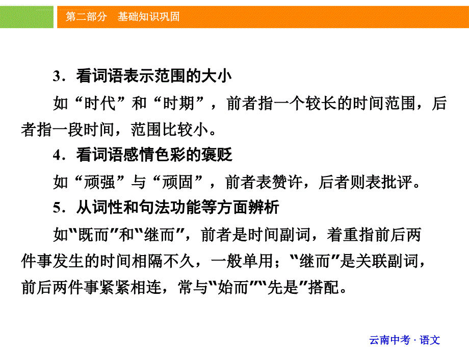 2016年中考语文(云南版)精讲课件：第二部分基础知识巩固专题2概要1讲解_第3页