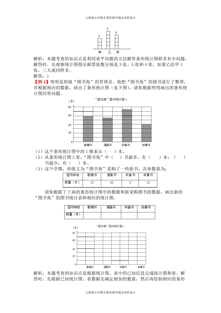 人教版小学四年级上册数学爬坡题第七单元条形统计图_第2页