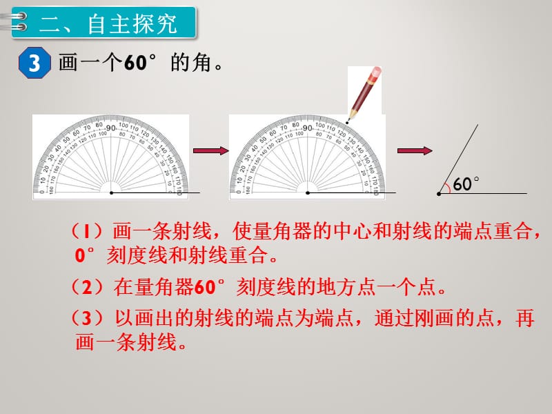 人教版小学四年级数学上册教学课件-第3单元角的度量-第4课时 画 角_第3页