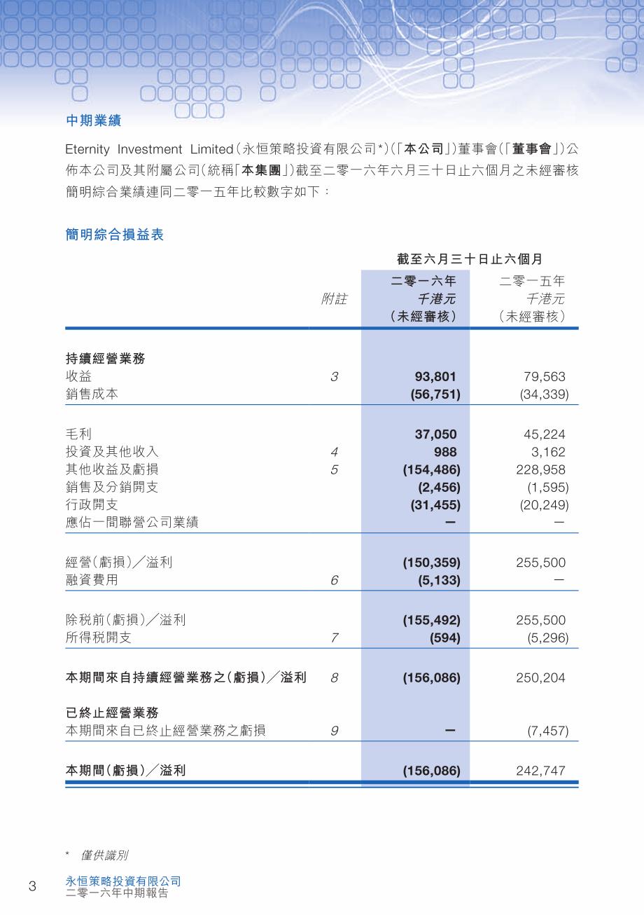 永恒策略：二零一六年中期报告_第4页