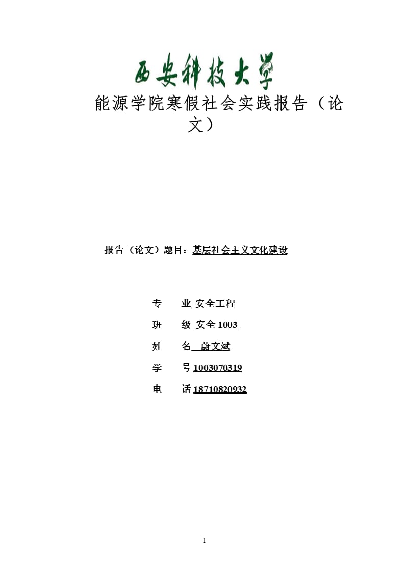 能源学院寒假社会实践报告（2020年10月整理）.pptx_第1页