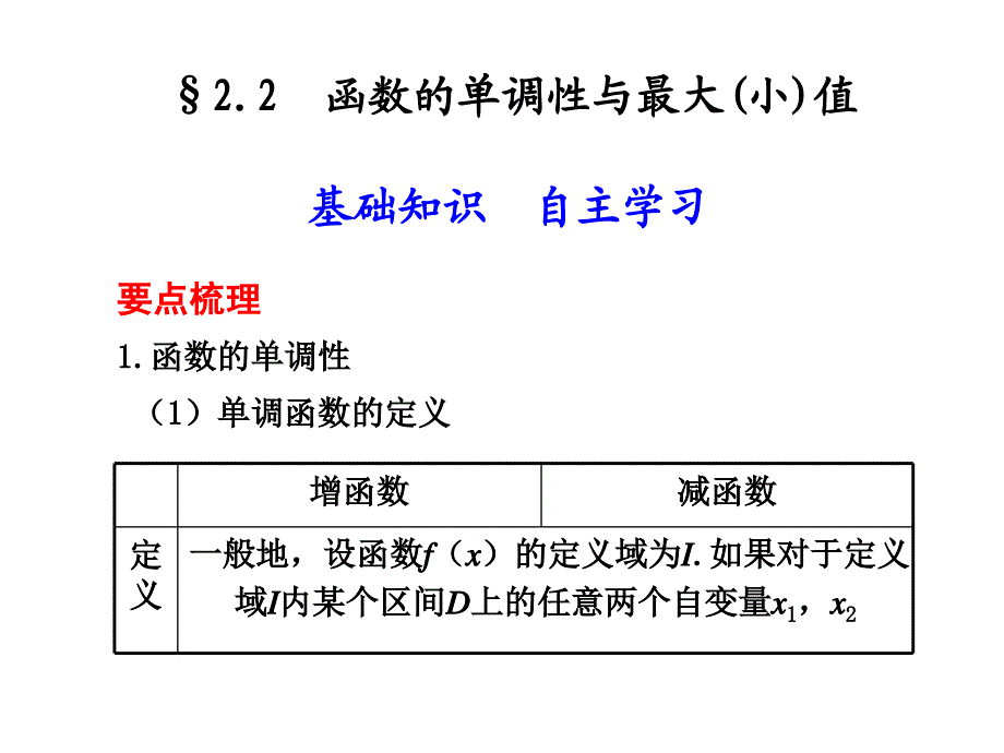 2019年函数的单调性与最大（小）值ppt课件_第1页