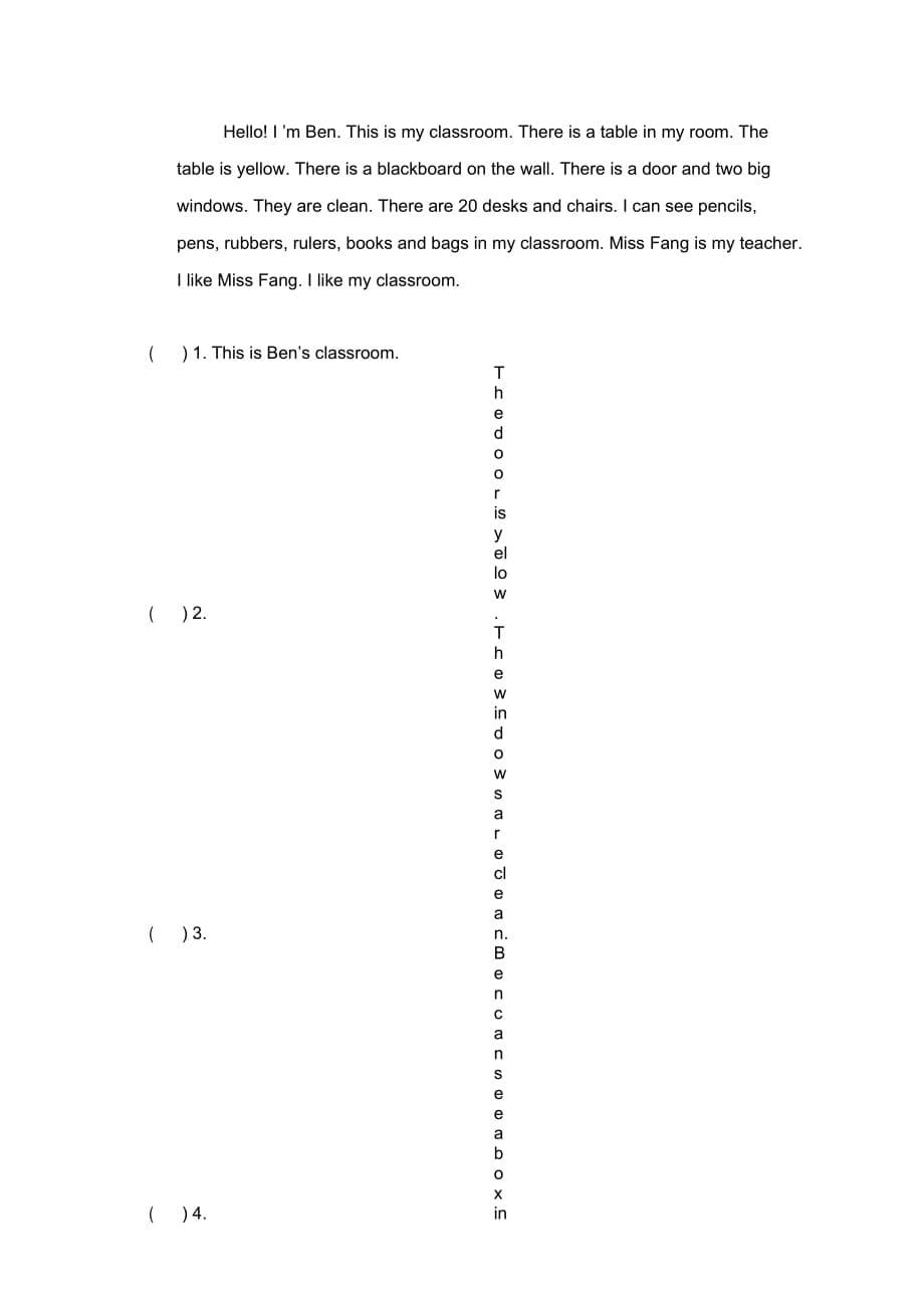 三年级上册英语试题--第一单元测试北师大版(无答案)_第5页