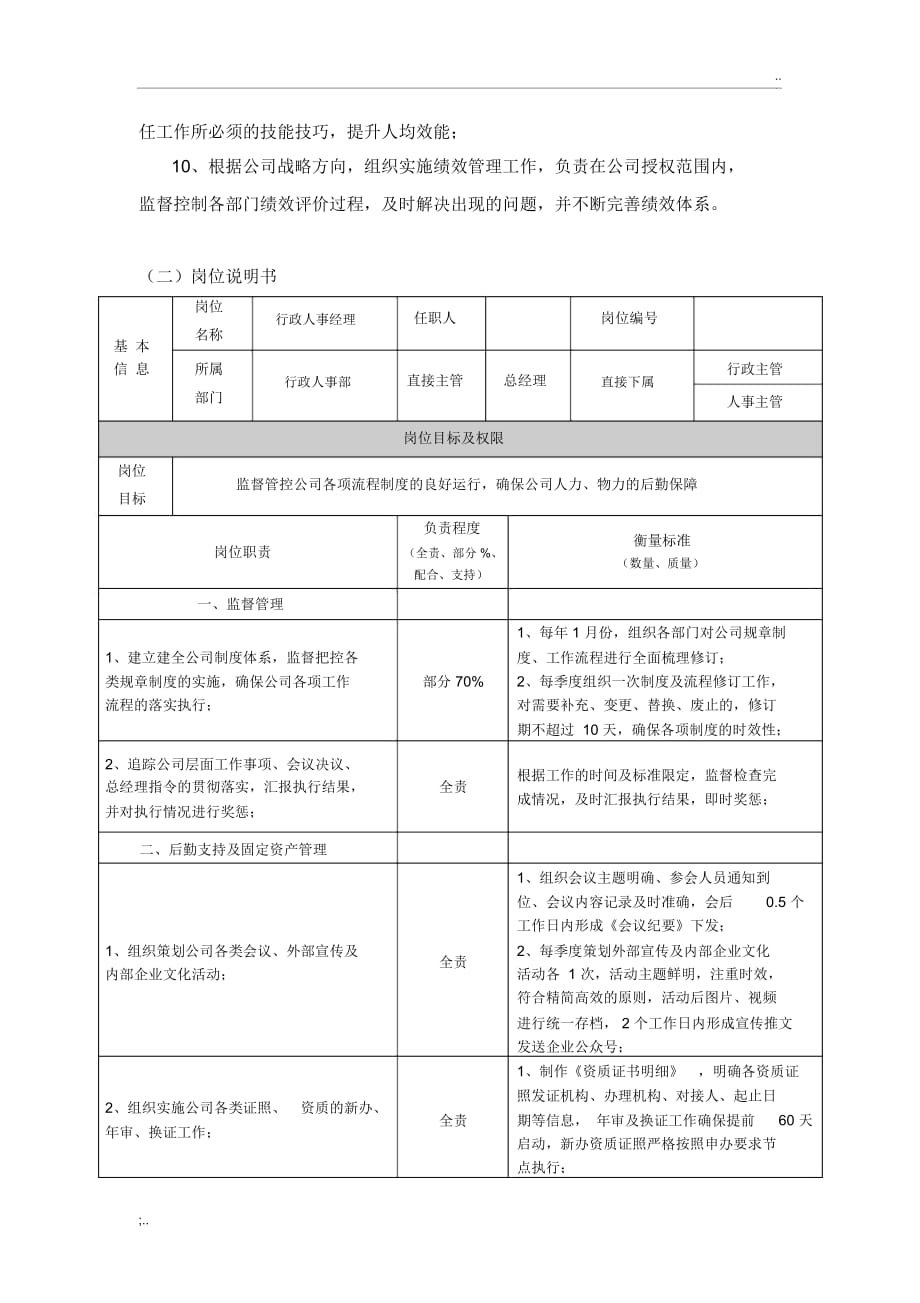 人事部岗位说明书(2)_第2页