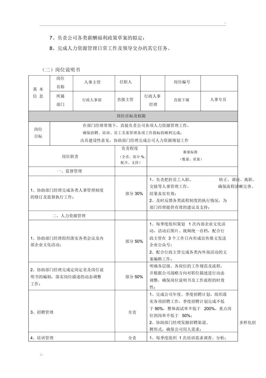 人事部岗位说明书(2)_第5页