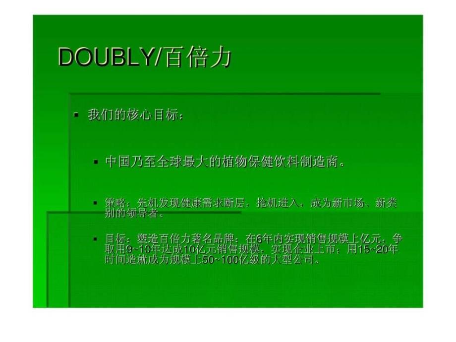 2019年DOUBLY百倍力植物保健饮料项目---商业计划书ppt课件_第4页