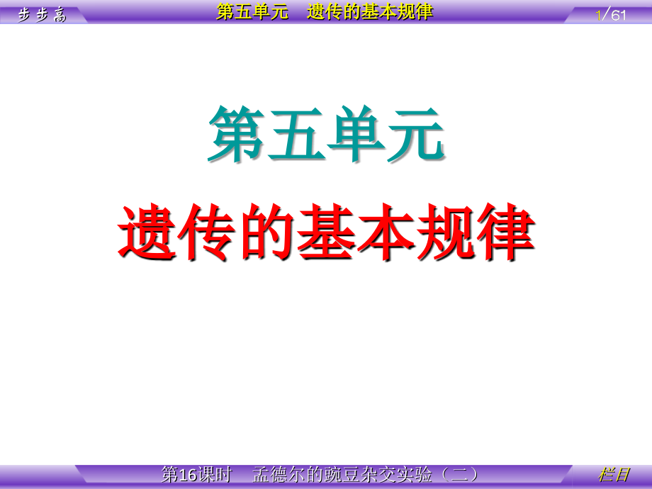 2019年第5单元遗传的基本规律第16课时孟德尔的豌豆杂交实验二ppt课件_第1页