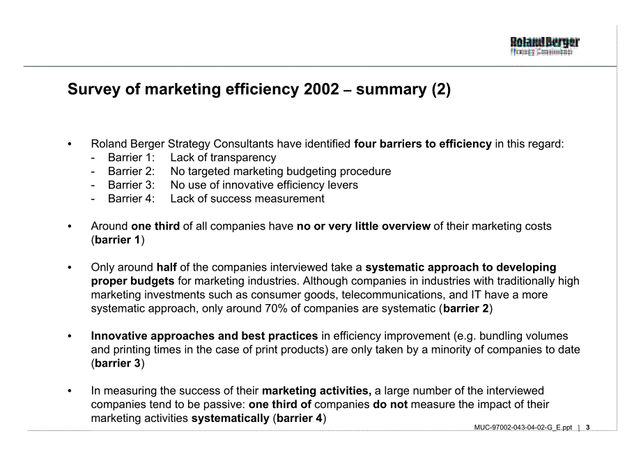 罗兰•贝格：Marketing efficiency 2002Relevance and approaches from the perspective of German marketing managers_第3页