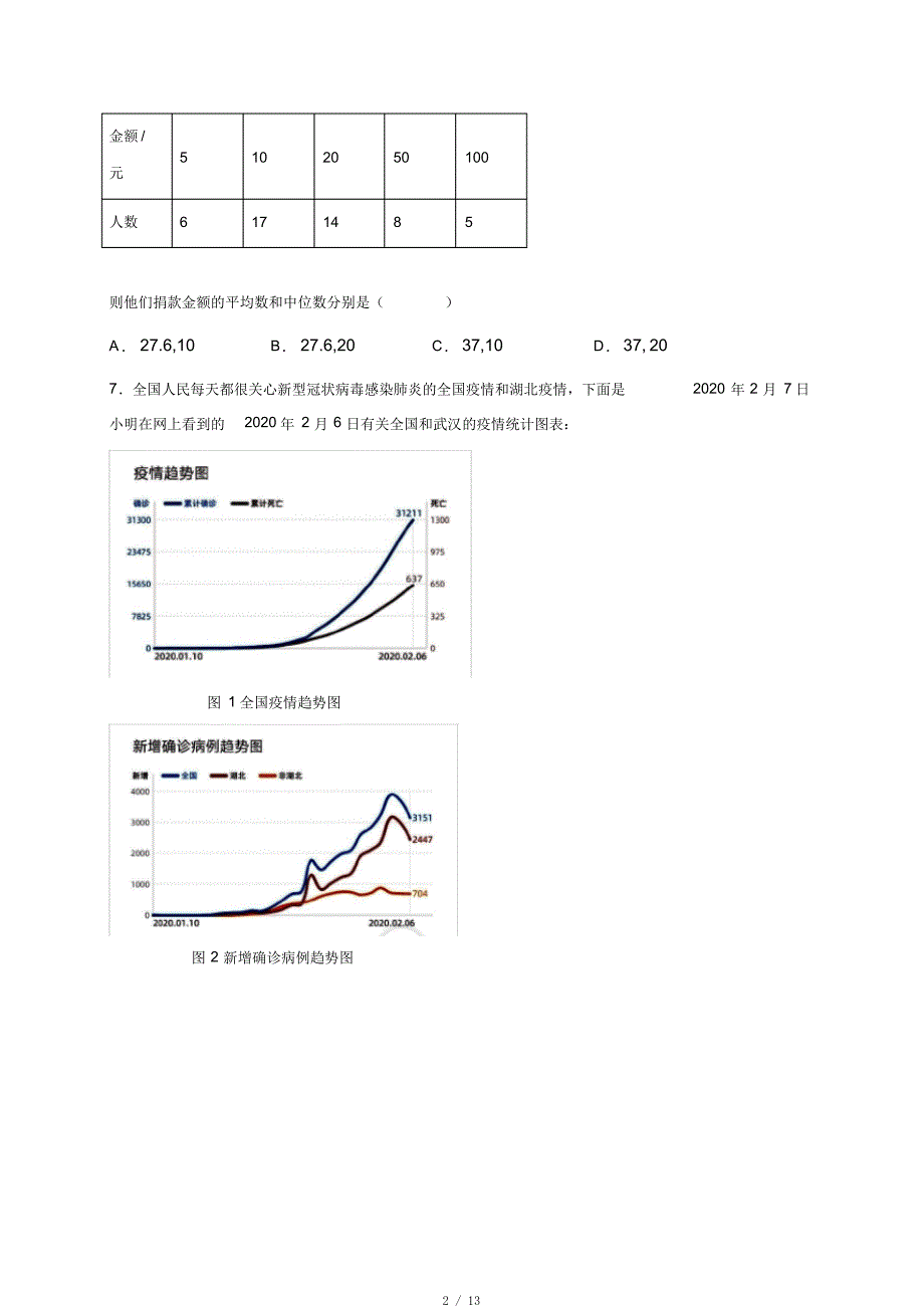 2020年中考数学专题训练-疫情专题01(有答案解析)[借鉴]_第2页