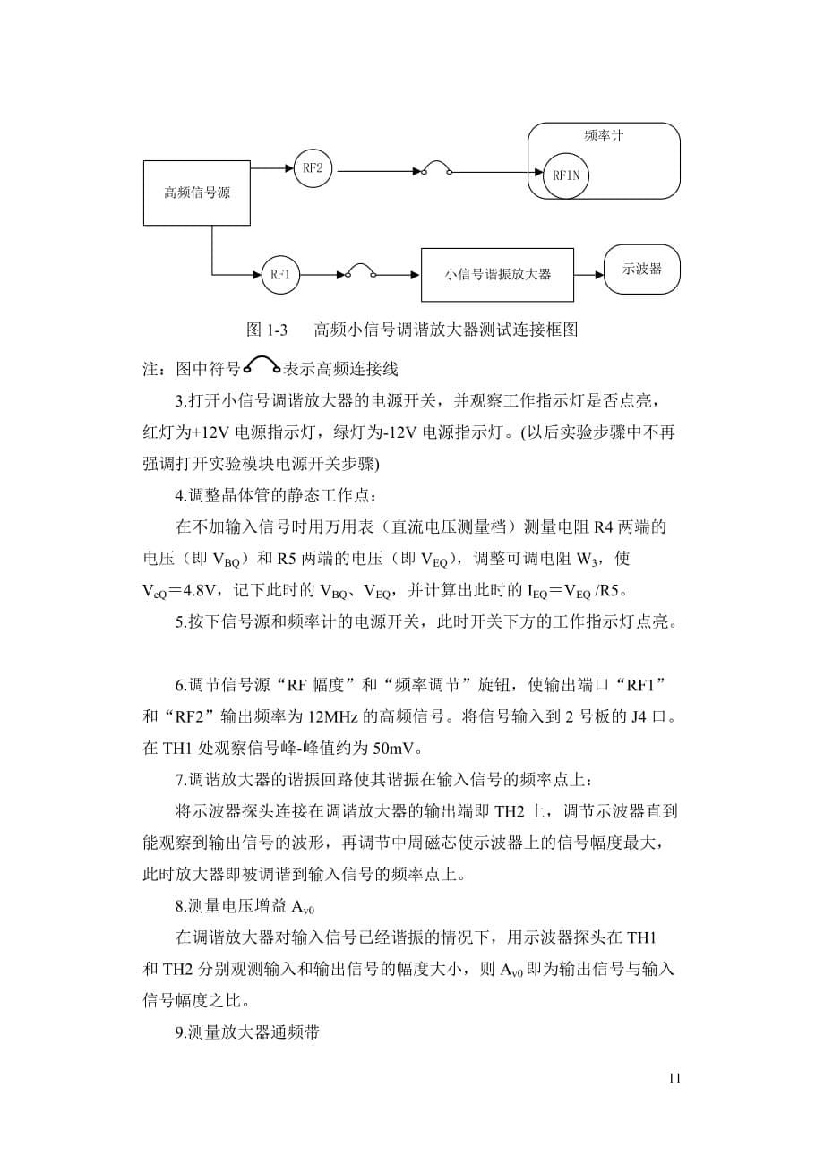 实验一小信号调谐（单、双调谐）放大器实验_第5页