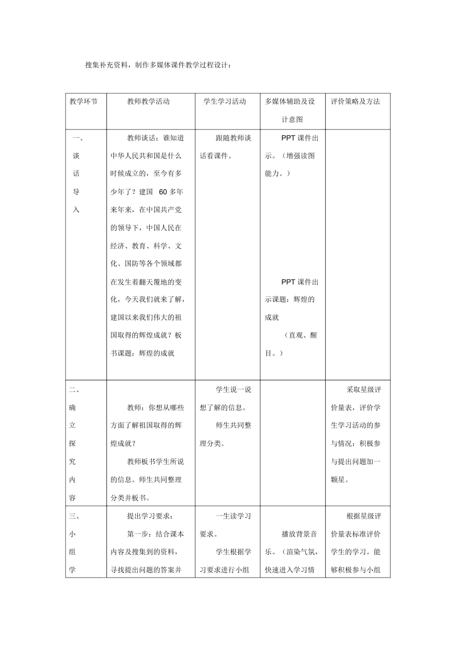 六年级上册品德教案-辉煌的成就鲁人版_第2页