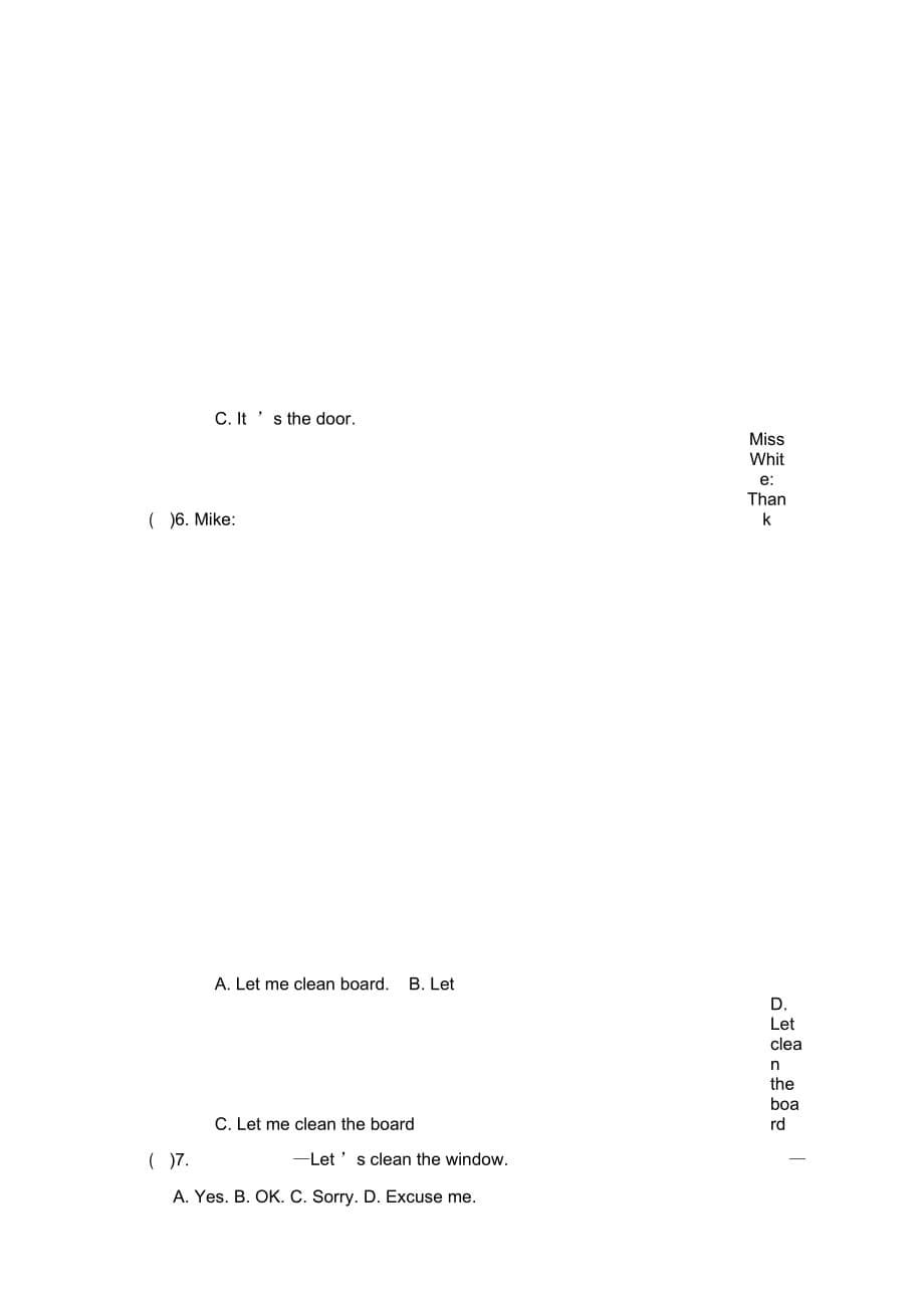 四年级上册英语教案-Unit1Myclassroom导学案2人教(PEP)(2014秋)_第5页