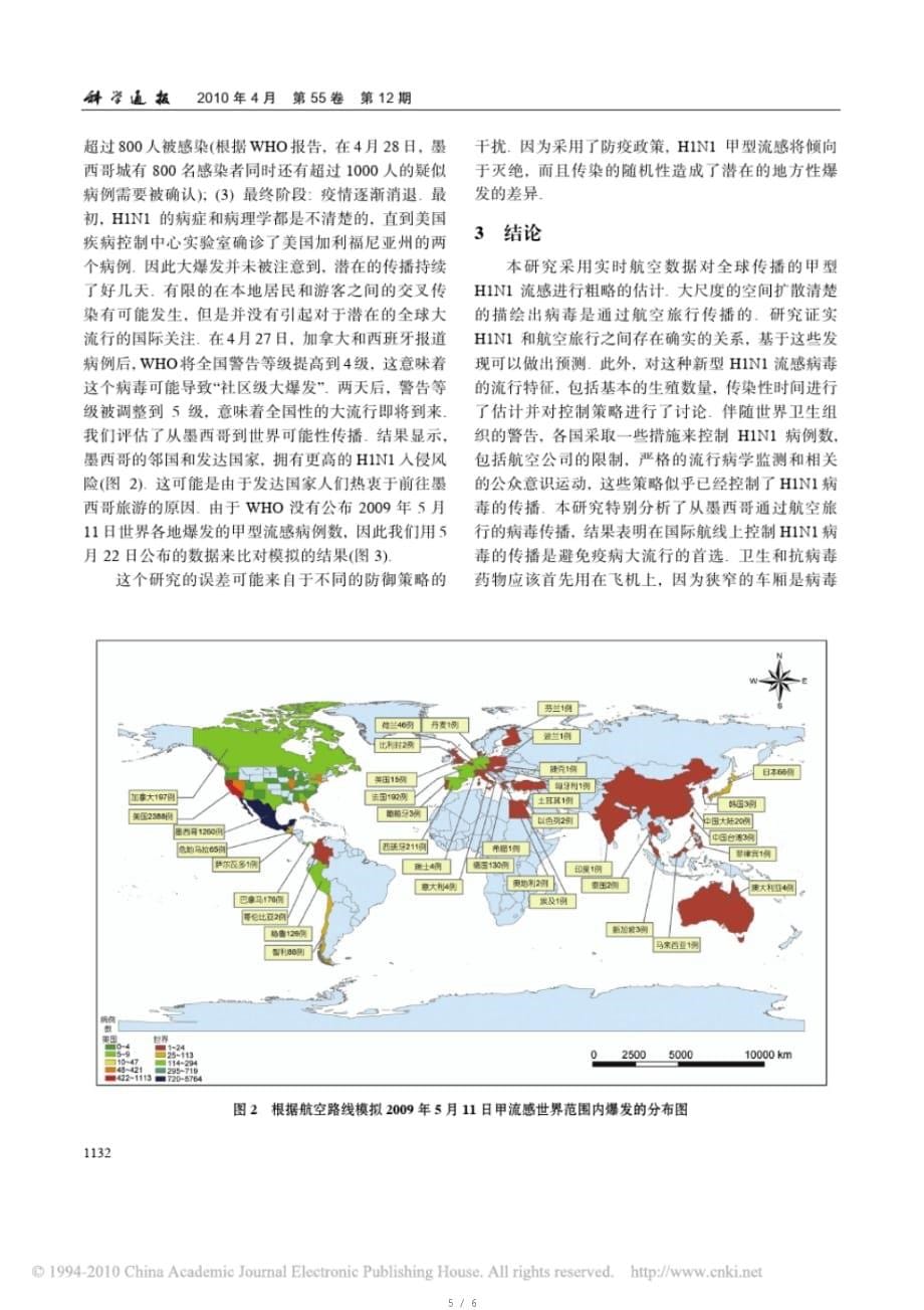 H1N1甲型流感全球航空传播与早期预警研究[汇编]_第5页