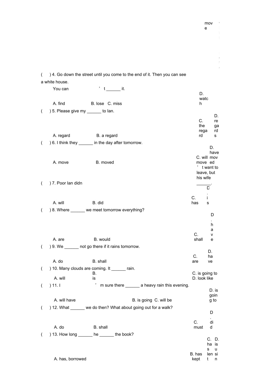 新概念英语第一册Lesson91-92练习题(无答案)_第3页