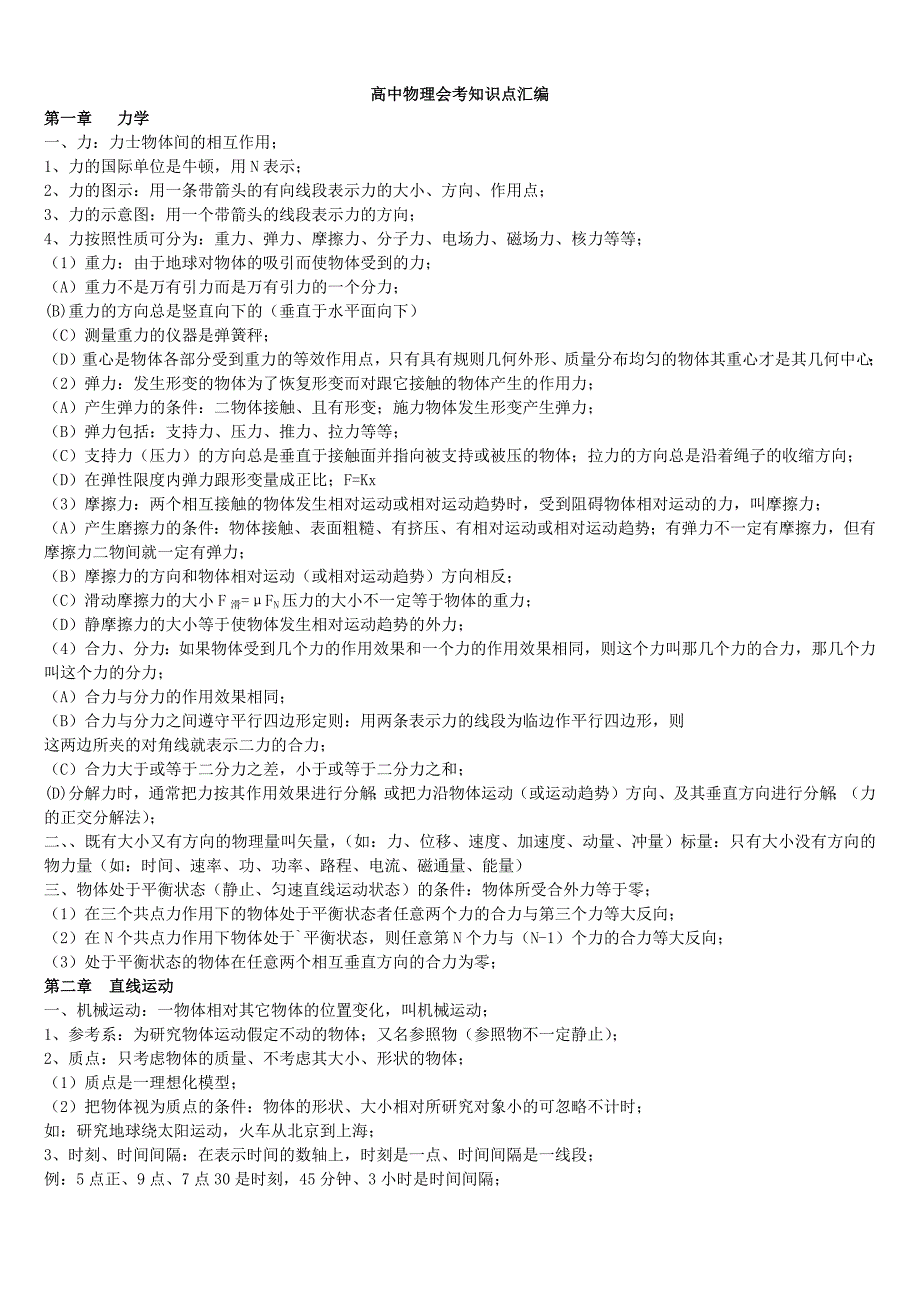 高中物理会考知识点--修订编选_第1页