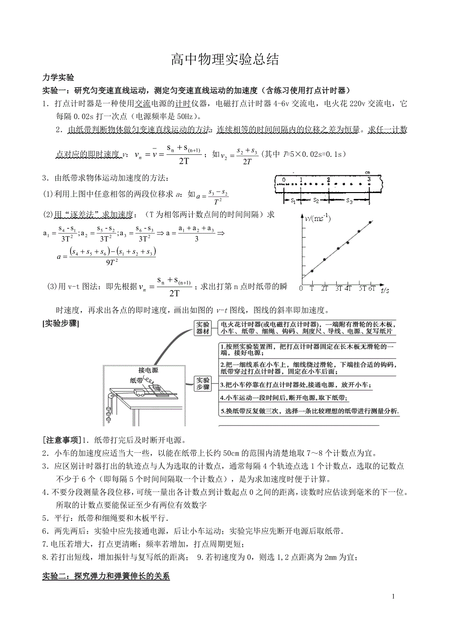高中物理实验归类总结-修订编选_第1页