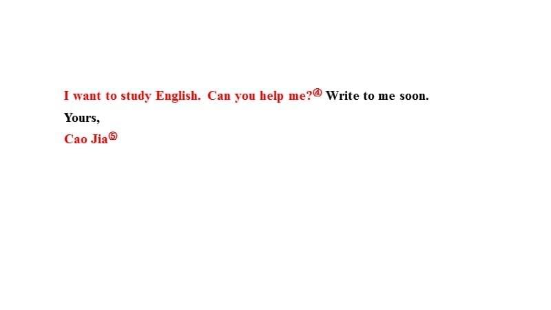 六年级上册英语习题课件－Unit 4 I have a pen pal%E3%80%80写作方法指导%E3%80%80人教ＰＥＰ(共8张PPT)_第5页