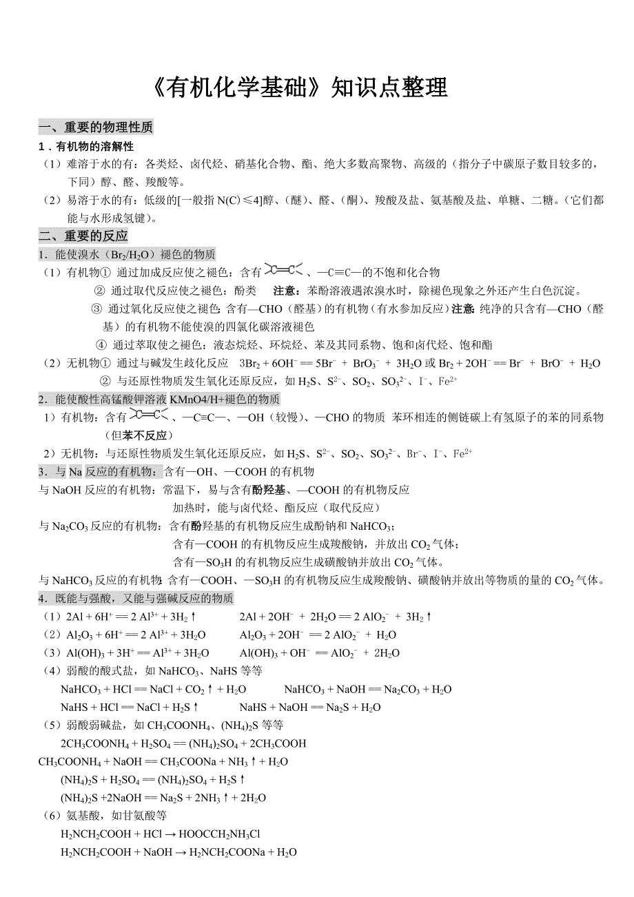 高中有机化学基础知识点整理--修订编选_第1页