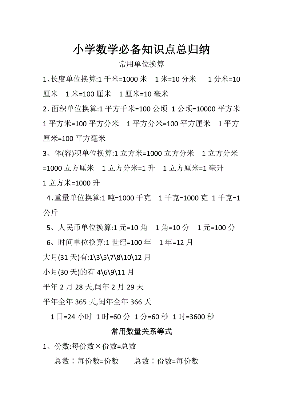 小学数学必备知识点总归纳-修订编选_第1页