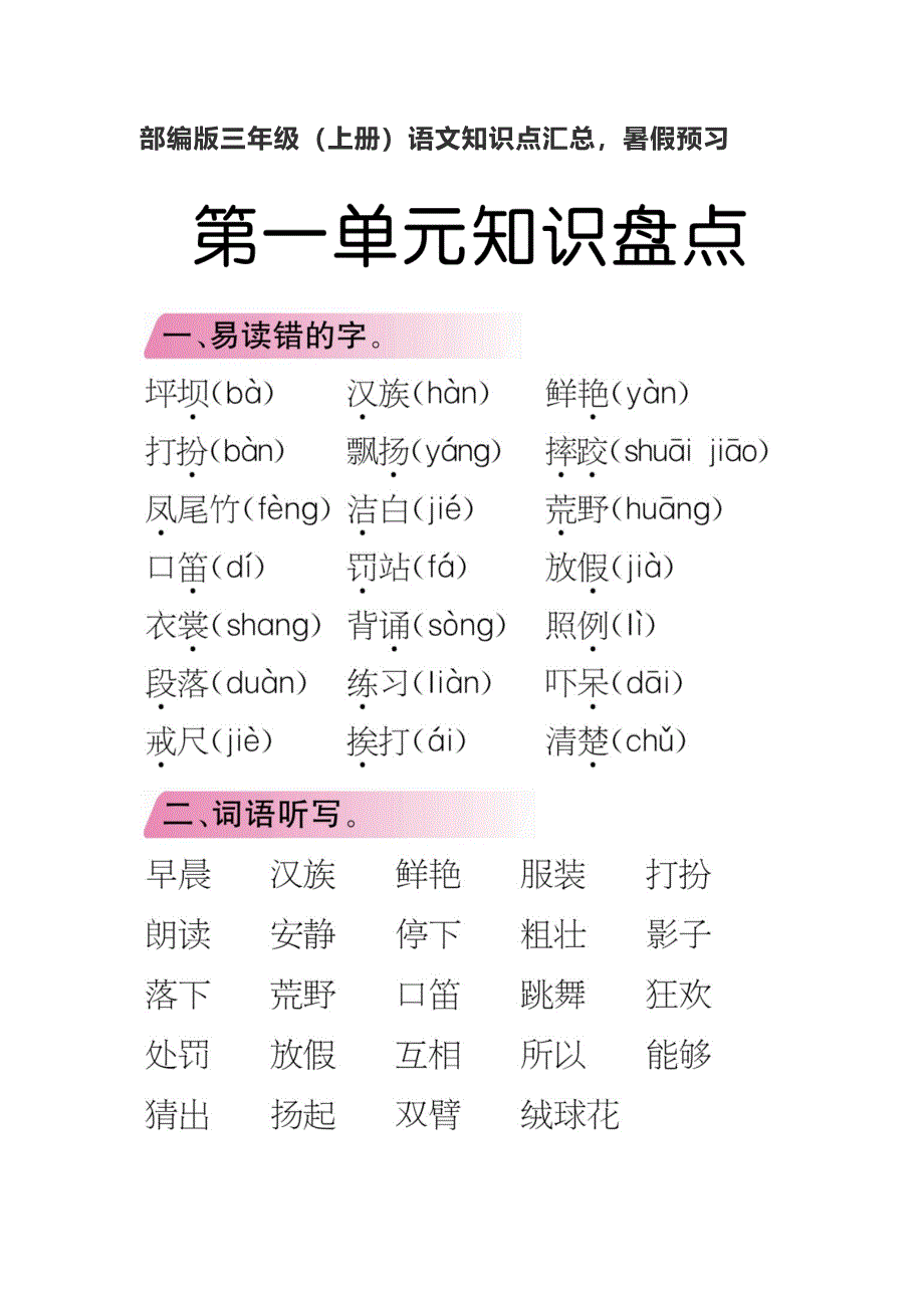 部编版三年级(上册)语文知识点汇总--修订编选_第1页