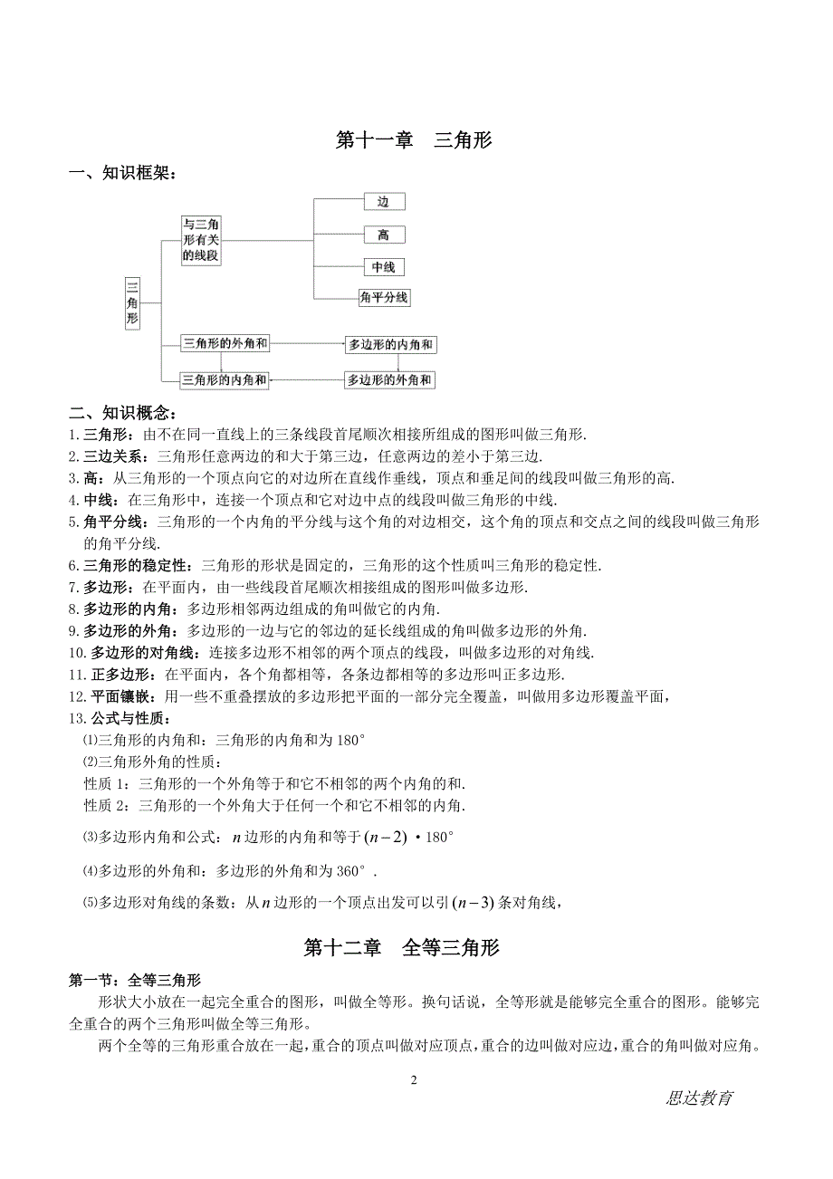 新人教版八年级上册数学各章节知识点总结-修订编选_第2页