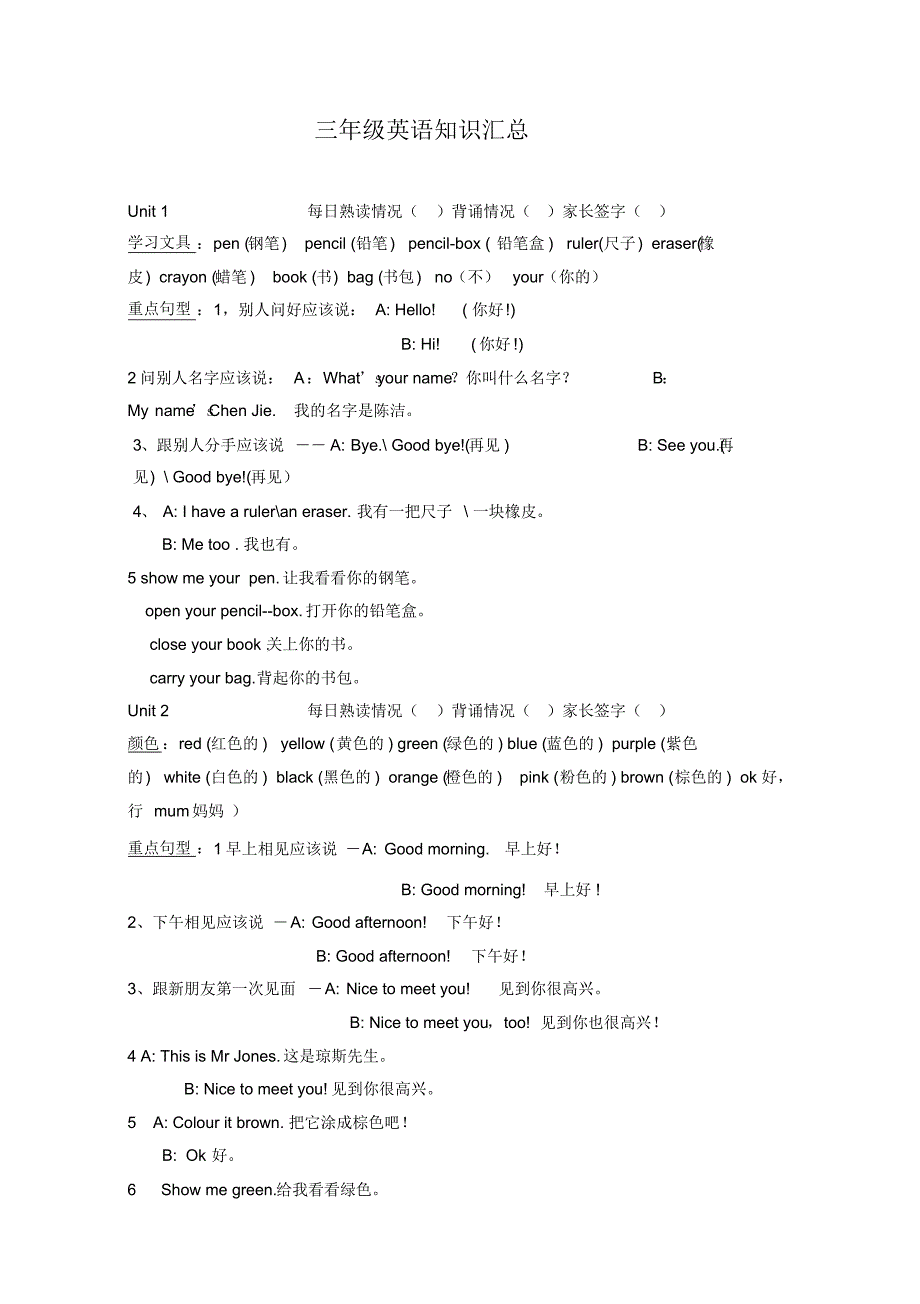 三年级英语培训班知识汇总_第1页