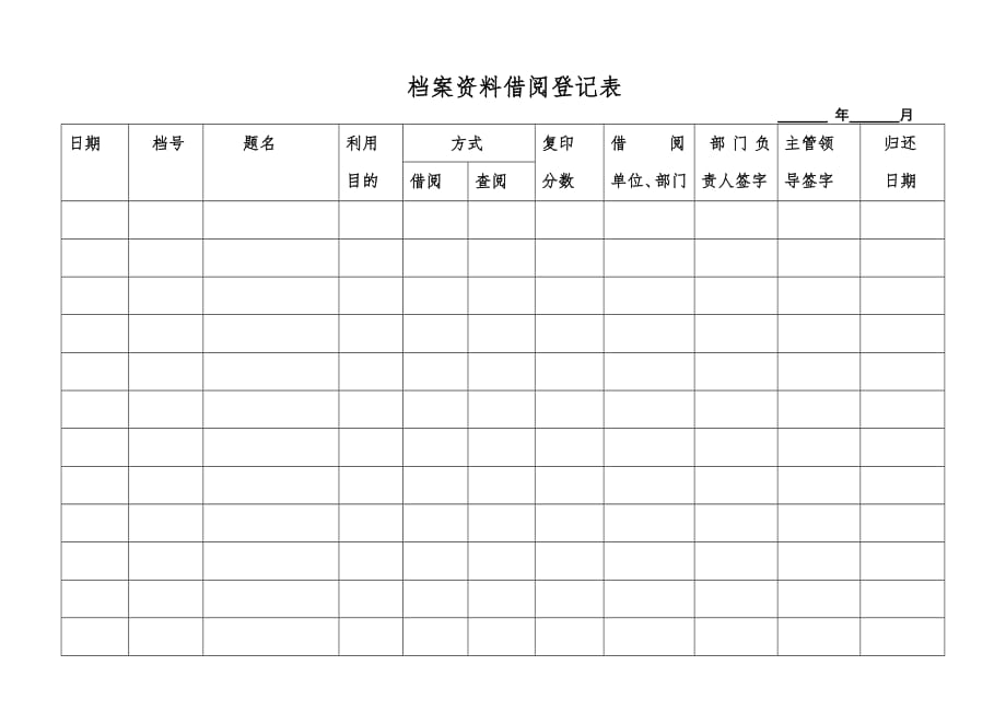 档案资料借阅登记表(最新编写）-修订编选_第1页