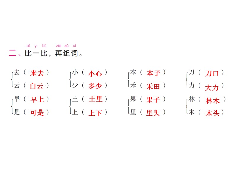 一年级上册语文习题课件--单元复习五-人教部编版(共10张PPT)_第4页