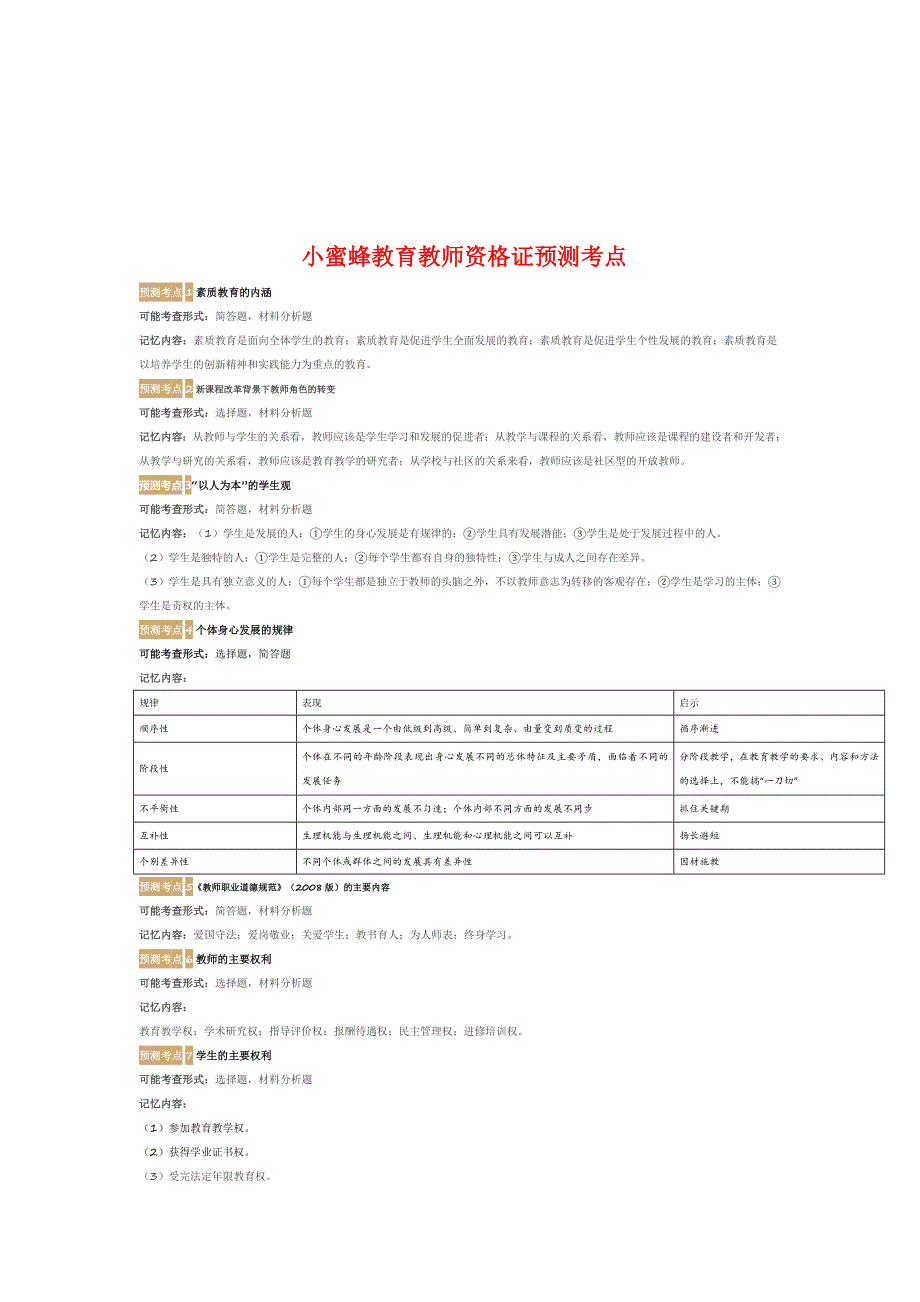 教师资格证考试重点资料-修订编选_第1页