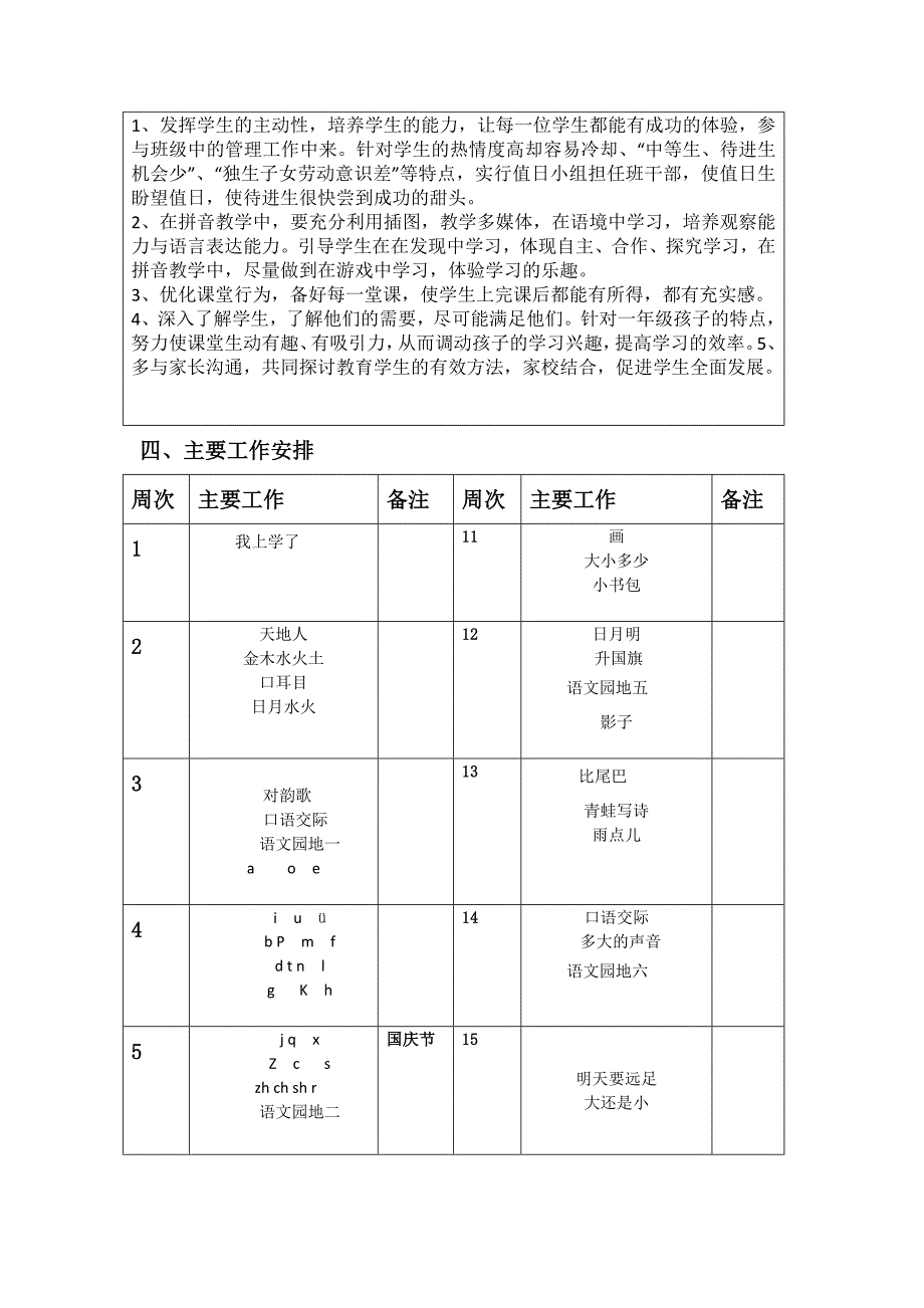 新版人教版一年级语文上册教学计划（最新精选编写）-（最新版-已修订）_第2页