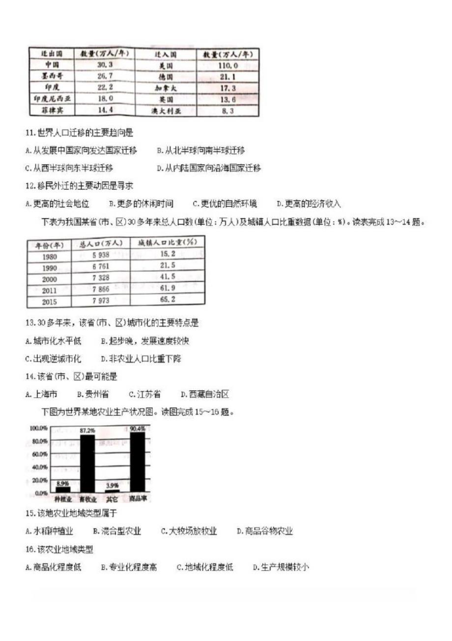 湖南省普通高中2020年高中地理学业水平合格性考试模拟试题五{含答案}_第3页