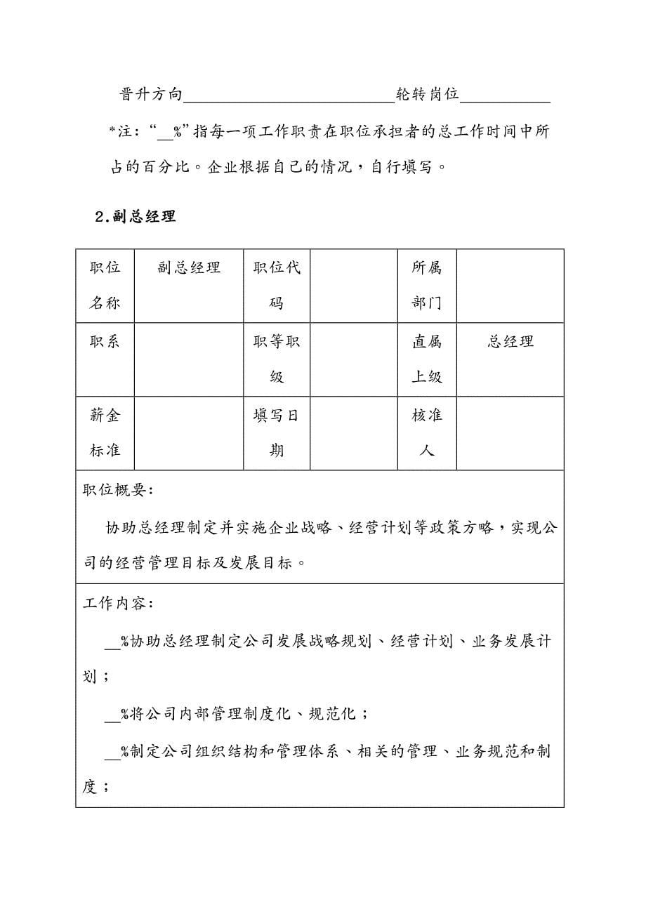 （人力资源套表）高级管理职位职位说明书位_第5页