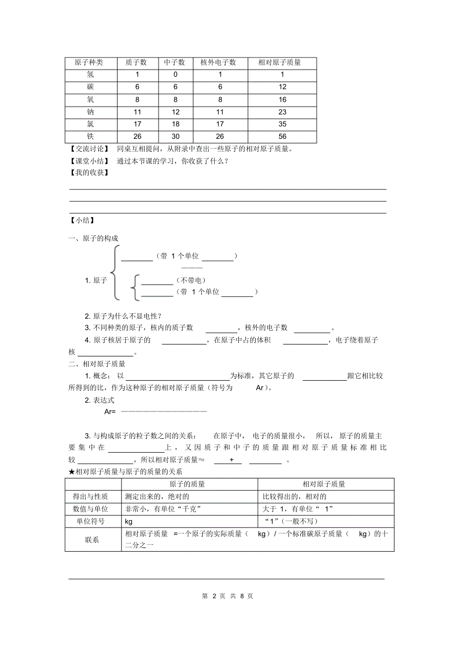 部审人教版九年级化学上册教案课题2原子的结构_第2页