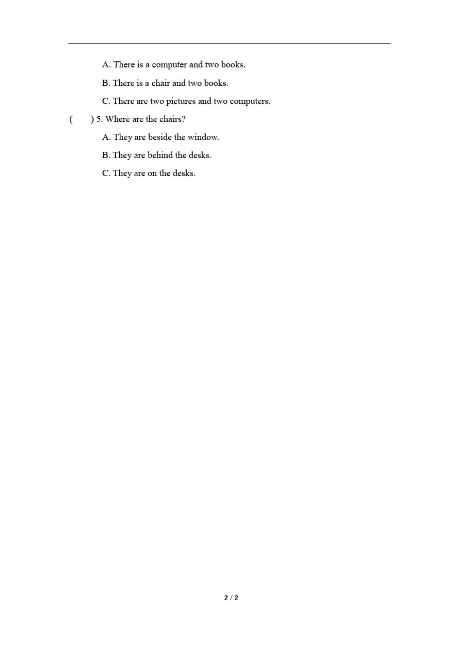 译林版五年级上册英语Unit1_课外阅读测试卷及答案_第2页