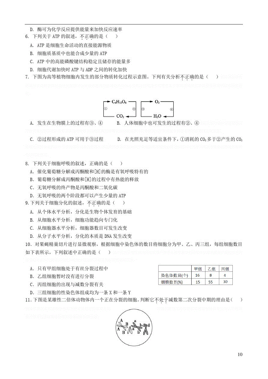 北京市东城区高三生物上学期期末考试试题_第2页