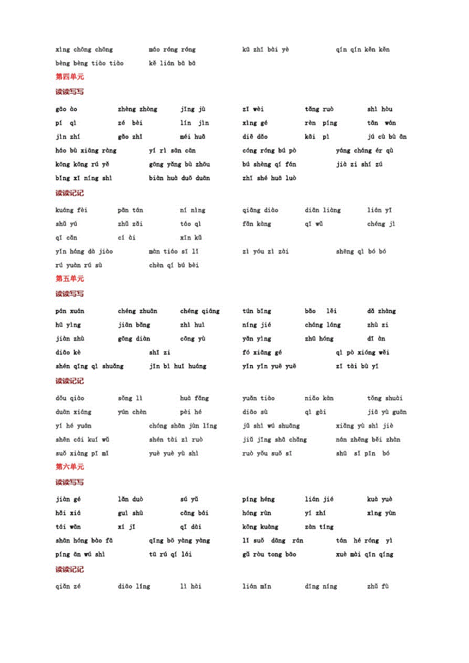 人教版四五六词语盘点读读写写读读记记拼音_第2页