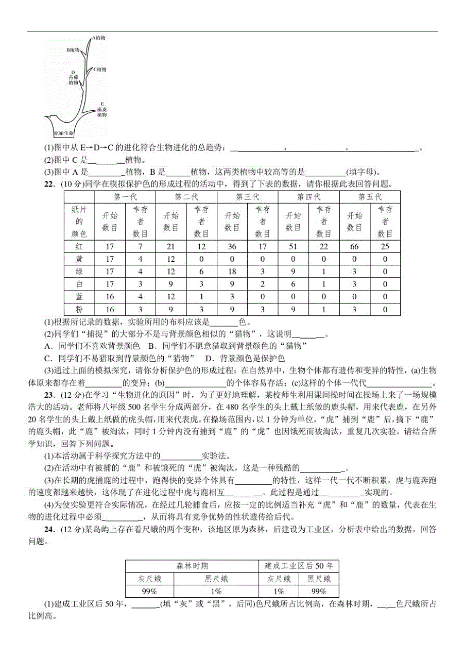 初中生物八年级下册生命起源和生物进化_第3页