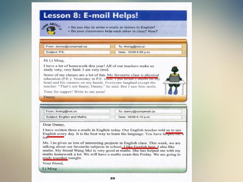 冀教版八年级英语上册Unit2Lesson8《E-mailHelps》(共20张PPT)-完整版_第4页