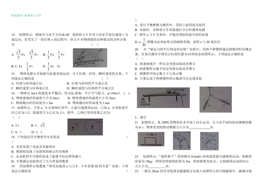 2014年天津市普通高中学业水平测试_第2页