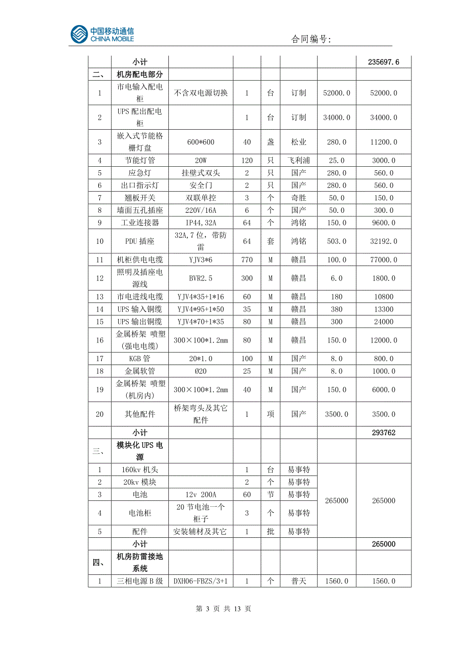 九江学院无线网络建设无线网机房装修采购项目合同（思创）最终版_第3页