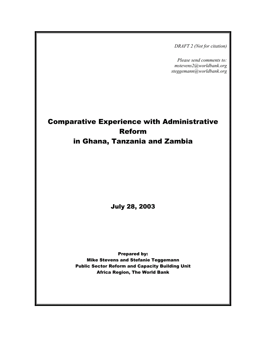 Comparative experience with administrative re in Ghana Tanzania and Zambia_第1页