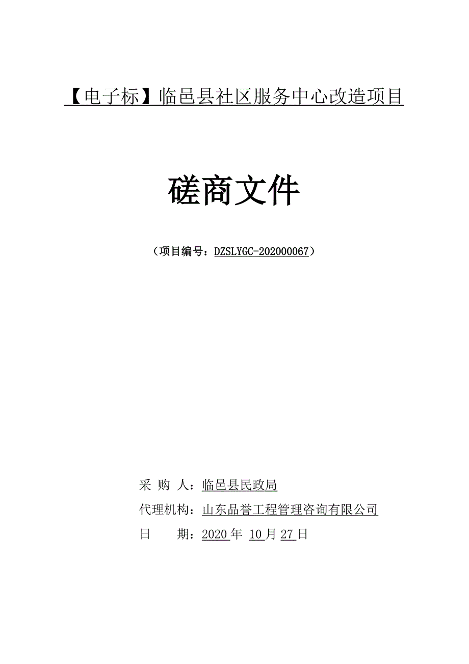 临邑县社区服务中心改造项目招标文件_第1页