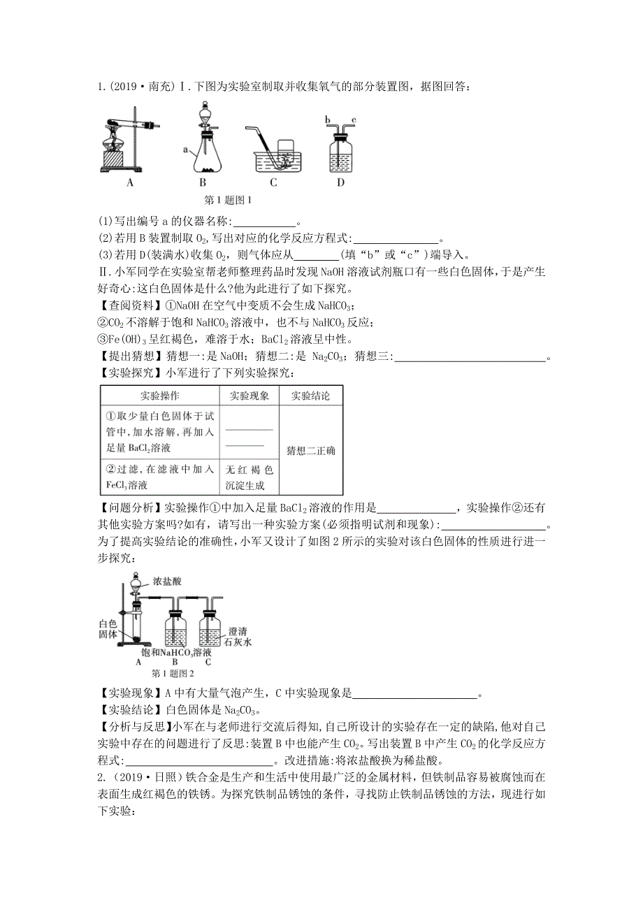 中学化学 科学探究型实验 教案_第1页