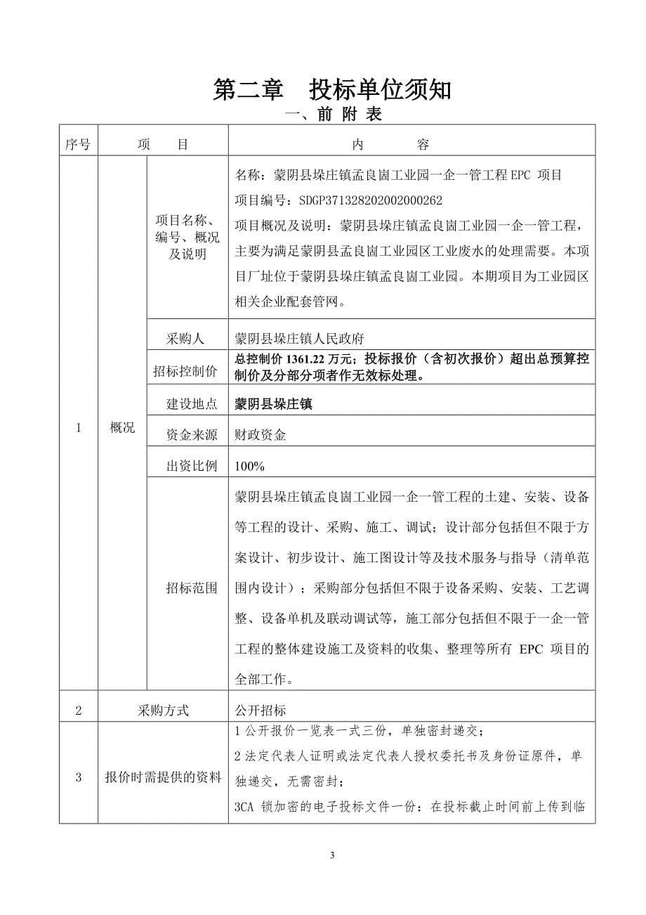 垛庄镇孟良崮工业园一企一管工程招标文件_第5页