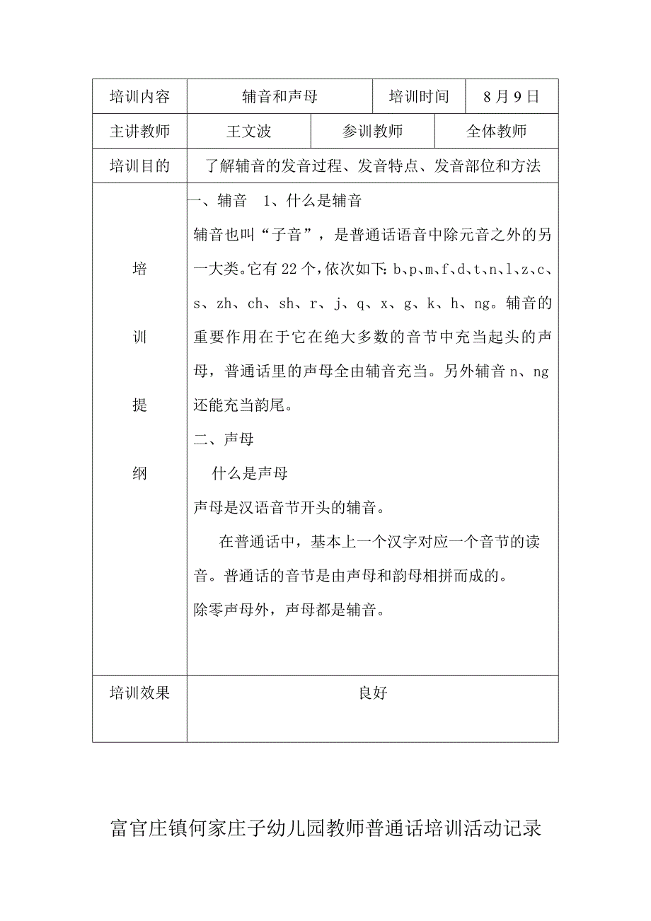 492编号何家庄子幼儿园教师普通话培训活动记录_第3页