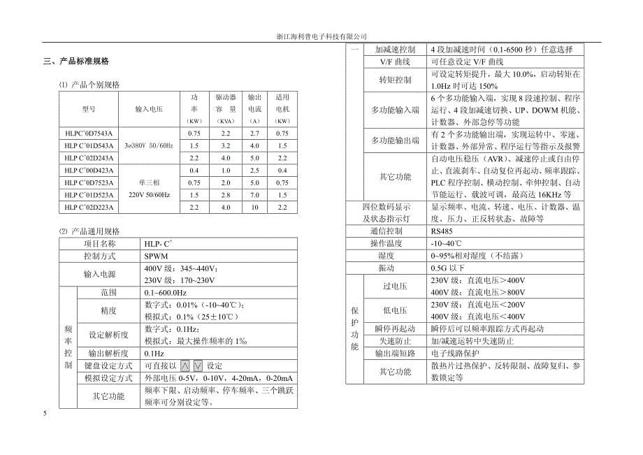 481编号海利普C系列变频器说明书_第5页