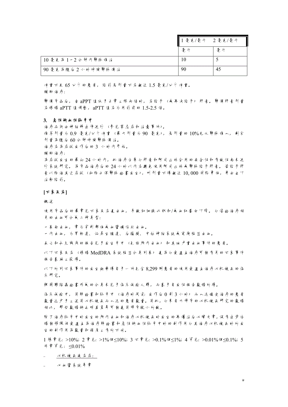 1830编号注射用阿替普酶说明书-最新_第4页