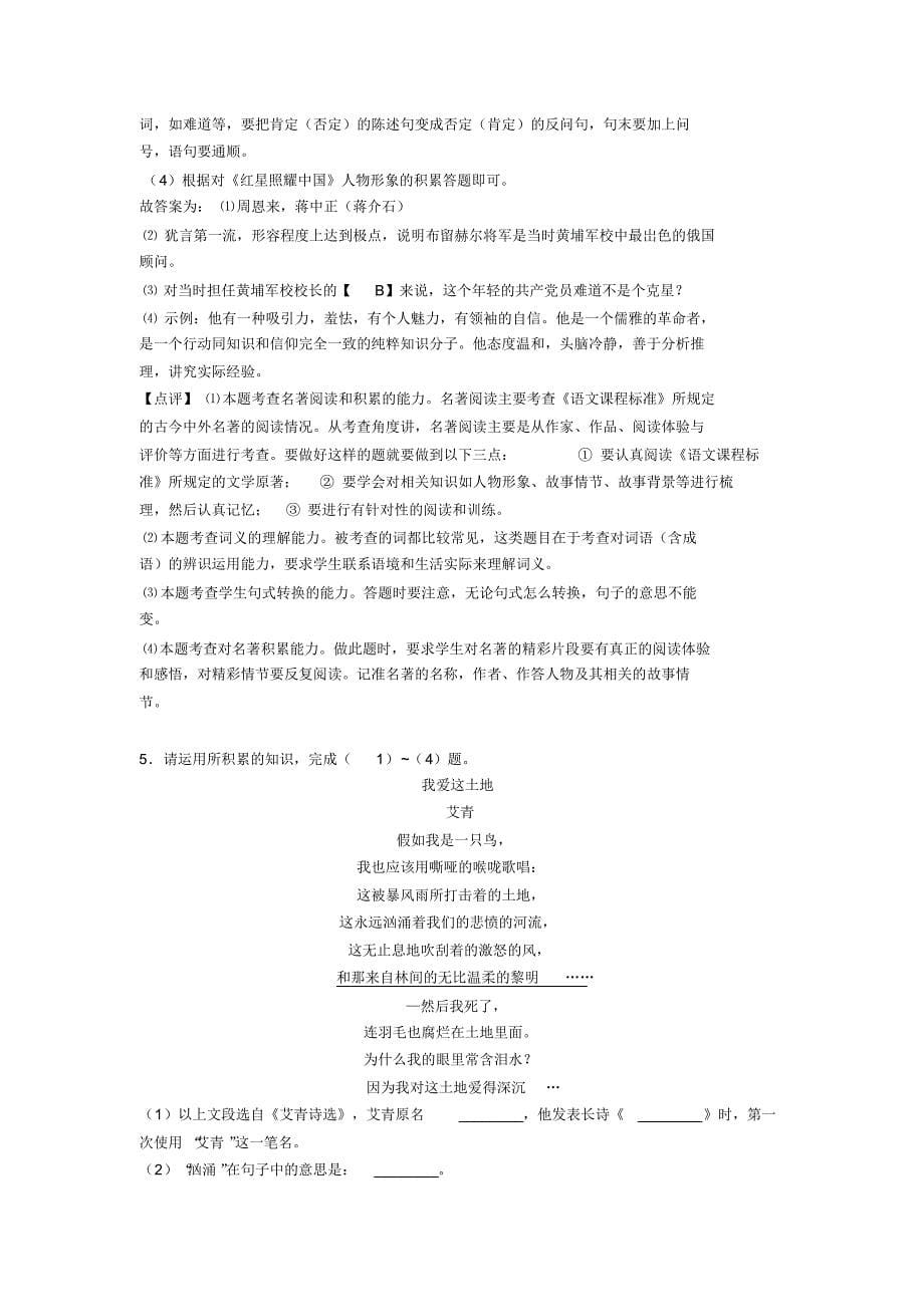 初中语文文学类文本阅读专题训练及其解题技巧及练习题(含答案)_第5页