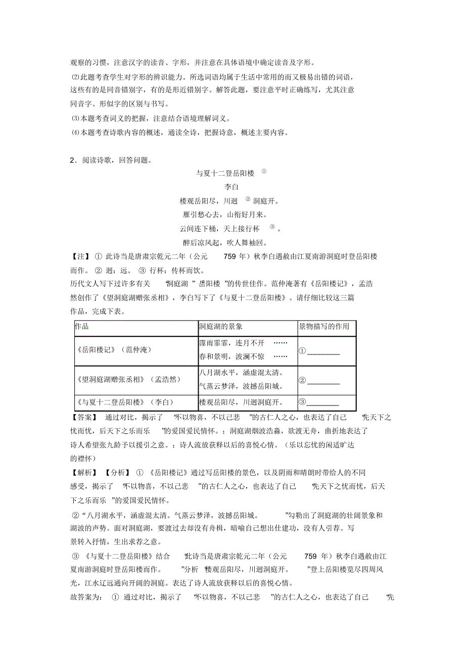 中考语文诗歌鉴赏+现代文阅读专项训练100(附答案)_第2页